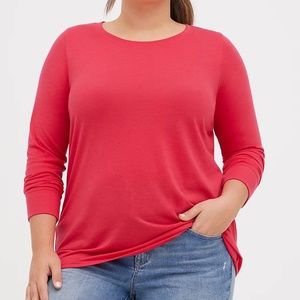 Torrid Tee 1X Pink Long Sleeves Crew Classic Plus Size T-Shirt Jersey Top NWT